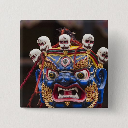 Maskentanz-Aufführung beim Tshechu Festival 2 Button (Vorderseite)