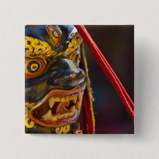 Maskentanz beim Tshechu Festival Button (Vorderseite)
