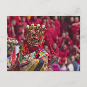 Maskentanzaufführung beim Tshechu-Festival 3 Postkarte