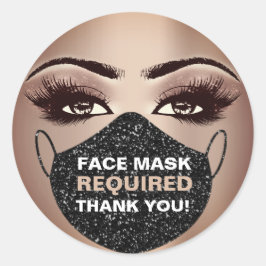Maskenverkleidung erforderlich Makeup Lash Covid Runder Aufkleber