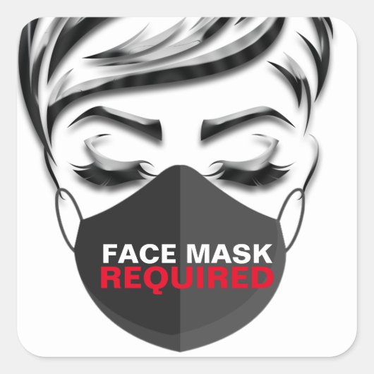 Maskenverkleidung Erforderlicher HaarstilStudio La Quadratischer Aufkleber (Vorderseite)