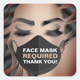 Maskenverkleidung für die erforderliche Makeup-Ros Quadratischer Aufkleber