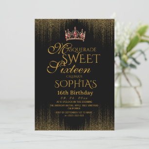 Maskerade Black Chic Sweet 16 Party Einladung