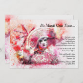 Maskerade-Charakter in der roten Einladung (Vorne/Hinten)