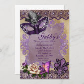 Maskerade des Bonbon-16 Einladung (Vorne/Hinten)