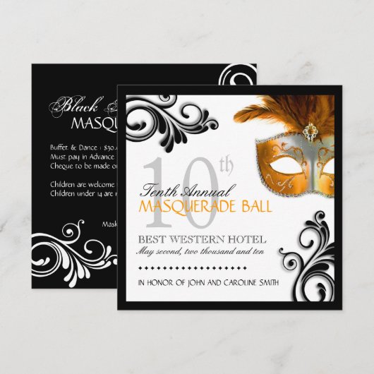 Maskerade-Einladung Einladung (Vorne/Hinten)