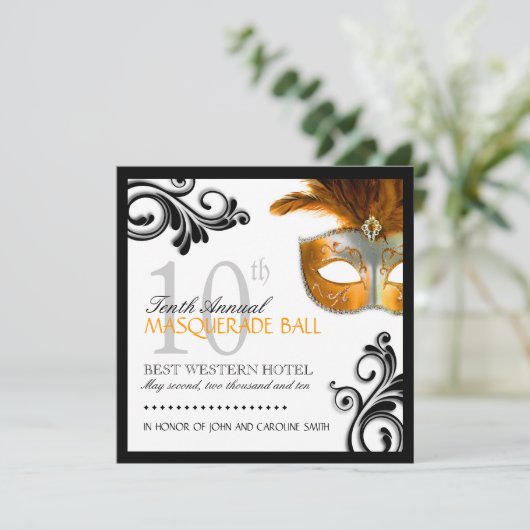 Maskerade-Einladung Einladung (Stehend Vorderseite)