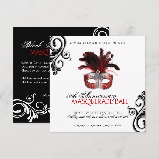 Maskerade-Einladung Einladung (Vorne/Hinten)