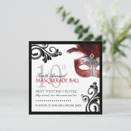 Maskerade-Einladung Einladung (Stehend Vorderseite)