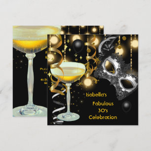 Maskerade Fabelhafte Maske Goldlichter Schwarz Par Einladung