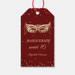 Maskerade Gold Diamanten Rot Sweet 16 Geschenkanhänger