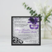 Maskerade-Hochzeits-Einladung Einladung (Stehend Vorderseite)