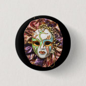 Maskerade, Mardi Gras, Karnevalsmaske Button (Vorderseite)