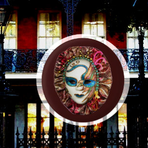 Maskerade, Mardi Gras, Karnevalsmaske Button