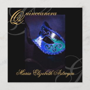 Maskerade-Maske blaue Quinceanera Party Einladung