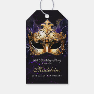 Maskerade-Maske Gold Lila Dramatisch 50. Geburtsta Geschenkanhänger