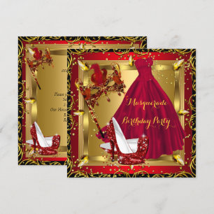 Maskerade Maske High Heel Schuh Rot Geburtstag 4 Einladung