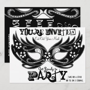 Maskerade-Party Einladungen ausschneiden