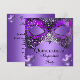 Maskerade Quinceanera 15 Lila Geburtstag Einladung