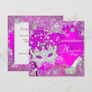 Maskerade Quinceanera 15. Party Tiara Schuh Einladung