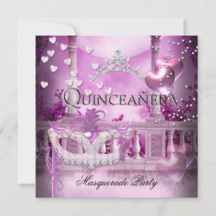 Maskerade Quinceanera 15 Rosa Party Einladung