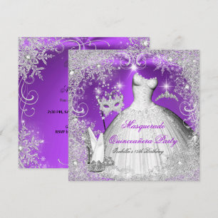 Maskerade Quinceanera Lila Silber Schneeflocken Einladung