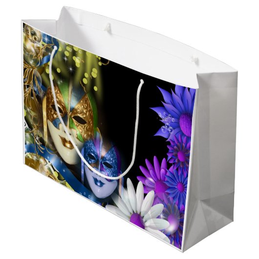Maskerade quinceanera venezianische Masken (groß) Große Geschenktüte (Rückseite Schrägansicht)