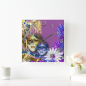 Maskerade quinceanera venezianische Masken Quadratische Wanduhr (Zuhause)