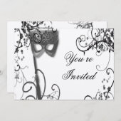 Maskerade-Zauber BW-Einladung Einladung (Vorne/Hinten)