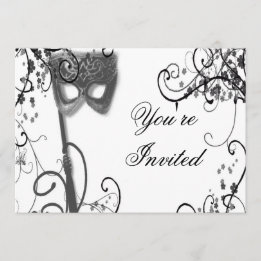 Maskerade-Zauber BW-Einladung Einladung