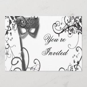 Maskerade-Zauber BW-Einladung Einladung