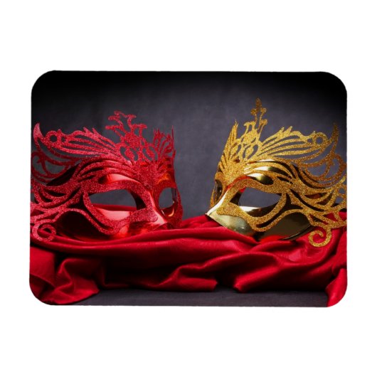 Maskeramikmaske auf rotem Samt Magnet (Horizontal)