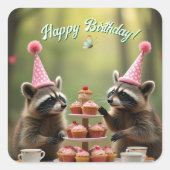 Maskiert und fröhlich Geburtstag! Quadratischer Aufkleber (Vorderseite)