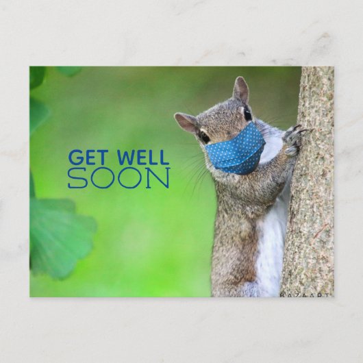 Maskierte Eichhörnchen-Grüße zur Genesung Postkart Postkarte (Vorderseite)