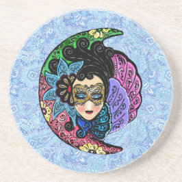 Maskierte Frau und Halbmond Getränkeuntersetzer