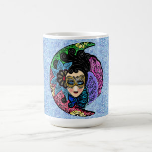 Maskierte Frau und Halbmond Kaffeetasse