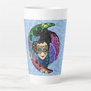 Maskierte Frau und Halbmond Milchtasse