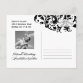 Maskierte Hochzeit Speichern Sie das Datum Ankündigungspostkarte (Rückseite)