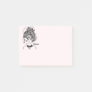 Maskierte Lady Gemini Zodiac Symbol und Zeichen Ro Post-it Klebezettel