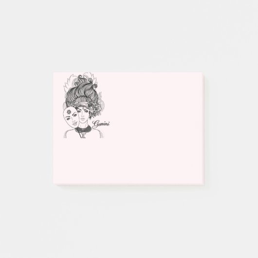 Maskierte Lady Gemini Zodiac Symbol und Zeichen Ro Post-it Klebezettel (Vorderseite)