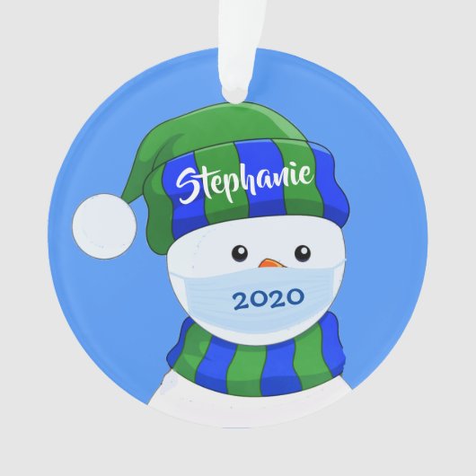 Maskierte Snowman-Akrylverzierung Ornament (Vorderseite)