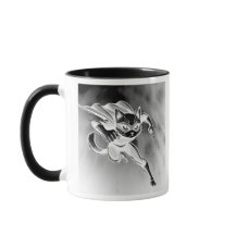 Maskierte Superkatze während des Fluges.