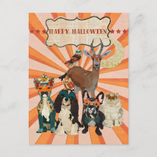 MASKIERTE TIER HALLOWEEN Postkarte