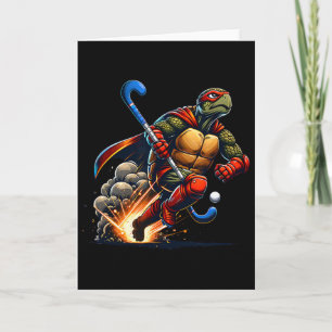 Maskierte Turtle Feldhockey Held Action Sprint Karte