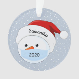 Maskierter Schneemann mit Weihnachtsmannmütze Akry Ornament