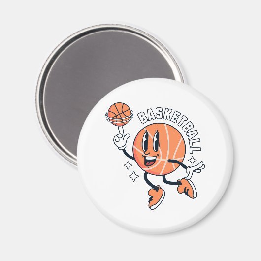 Maskottchen_Basket_ball_sport Magnet (Vorderseite/Rückseite)
