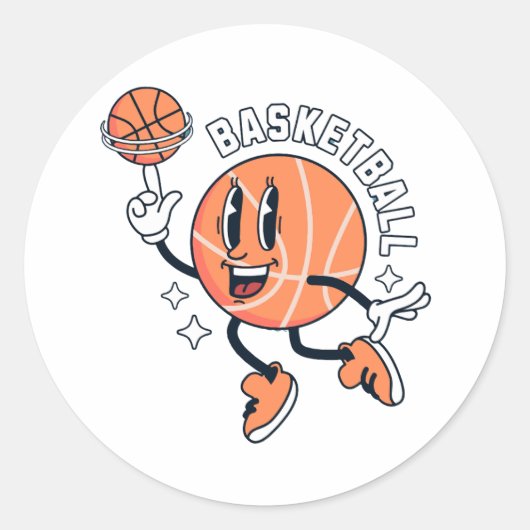 Maskottchen_Basket_ball_sport Runder Aufkleber (Vorderseite)
