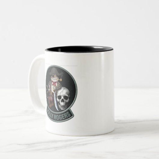 Maskottchen-Piratenflaggen des Tomcat-F-14 Zweifarbige Tasse (Vorderseite Links)