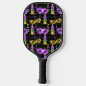 MASKS & TASSELS lila & GOLD MARDI GRAS Pickleball Schläger (Rückseite)