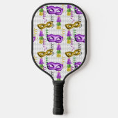 MASKS & TASSELS lila & GOLD MARDI GRAS Pickleball Schläger (Rückseite)